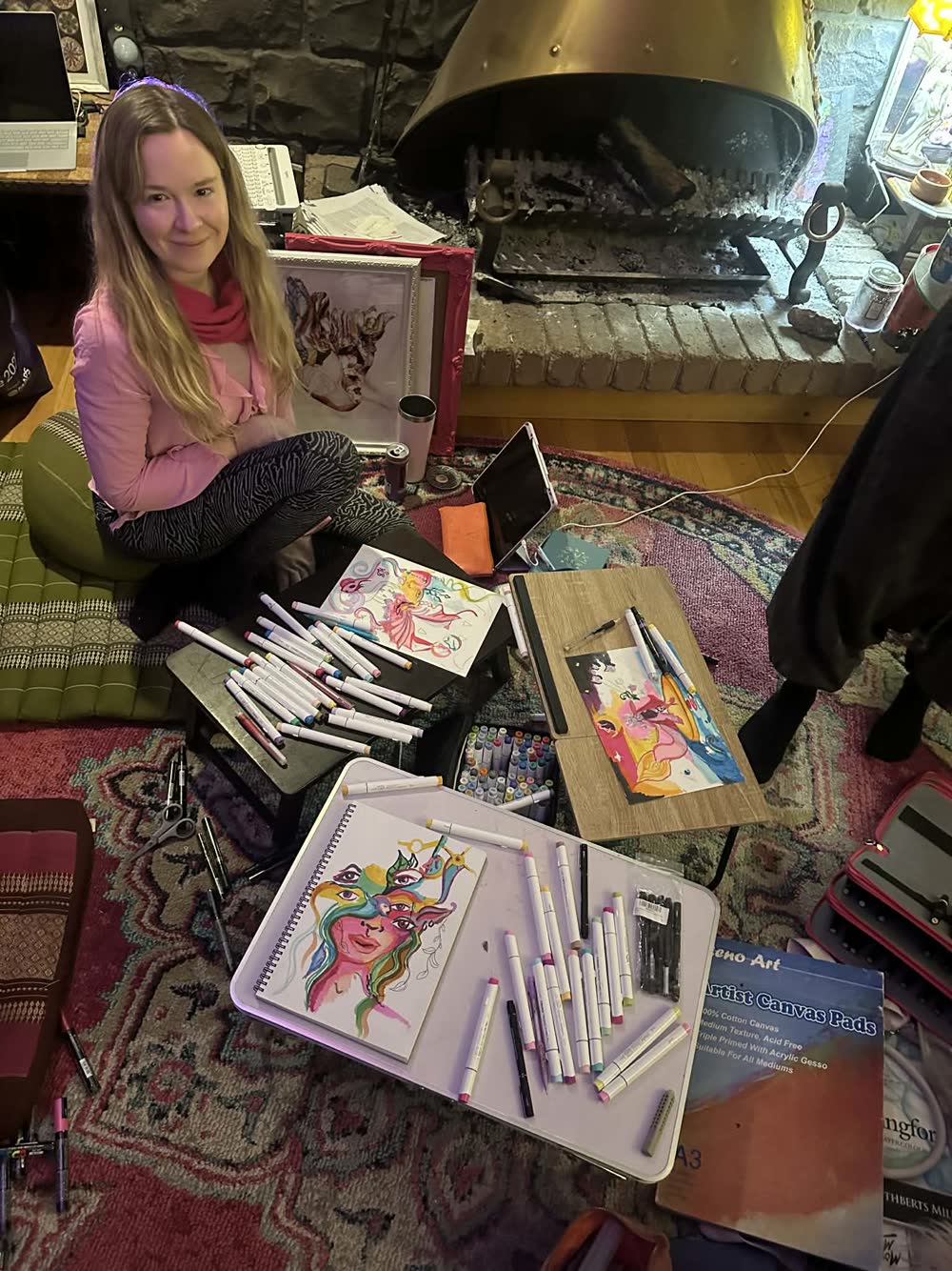 A CPACT student working on expressive and creative arts during a retreat
